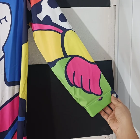 Women faces collage printed multicolor buttoned maxi dress - Picture 10 of 13